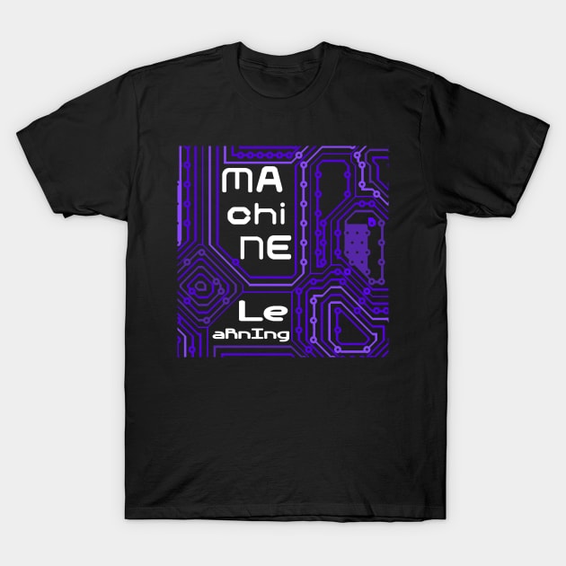 Machine Learning Circuit Board | Purple White T-Shirt by aRtVerse